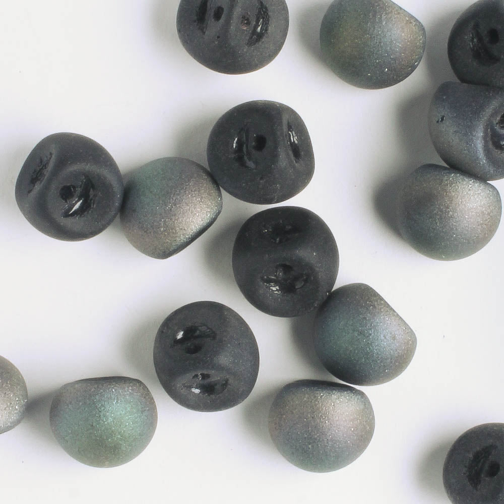 Mushroom Button Bead - Matte Black AB