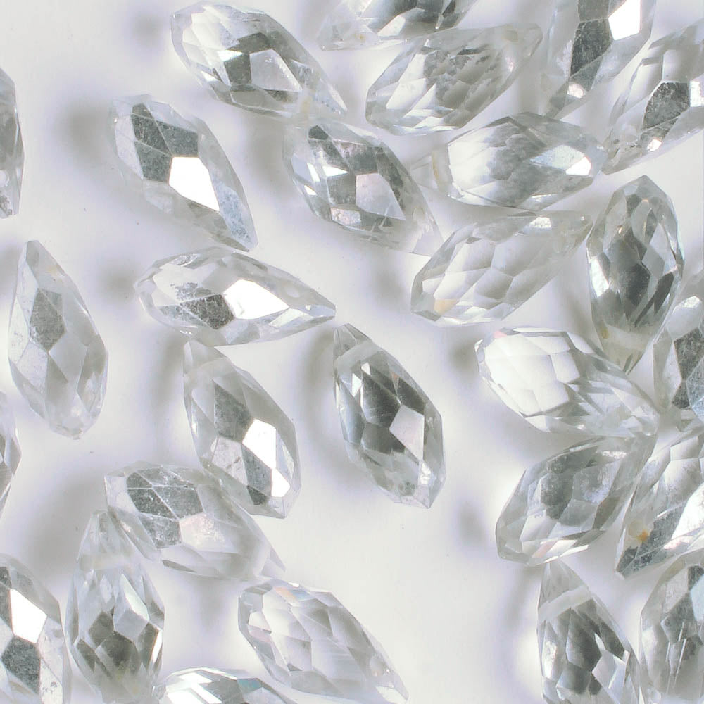 Crystal Briolette - Silver/Clear