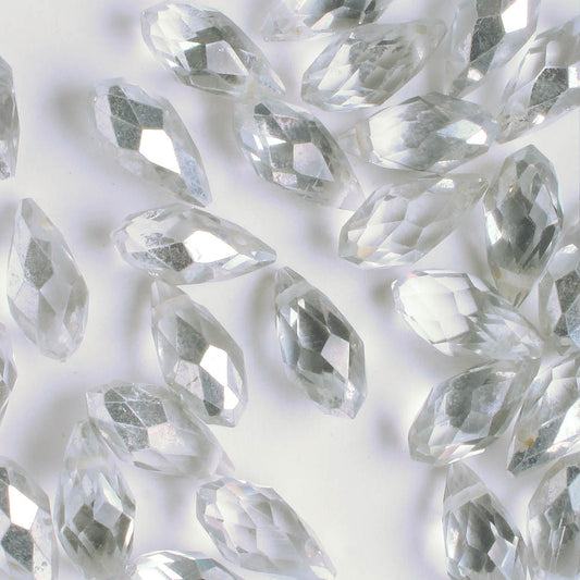 Crystal Briolette - Silver/Clear