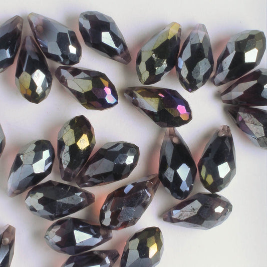 Crystal Briolette - Amethyst Chrome