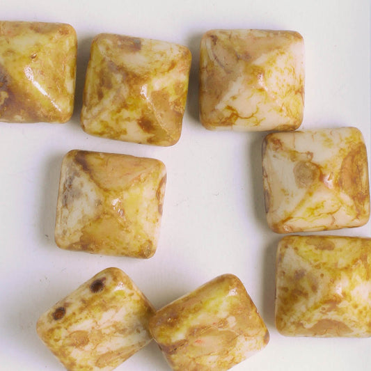 12mm Pyramid Stud - Ivory/Bronze