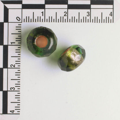 8x12mm Large Hole Roller Bead Green and Copper