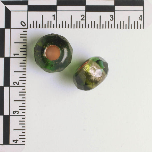 8x12mm Large Hole Roller Bead Green and Copper