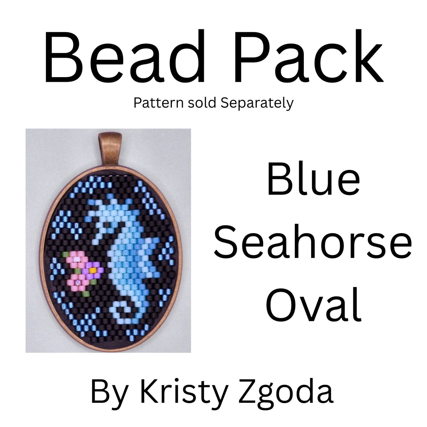 Blue Seahorse Oval Bead Pack