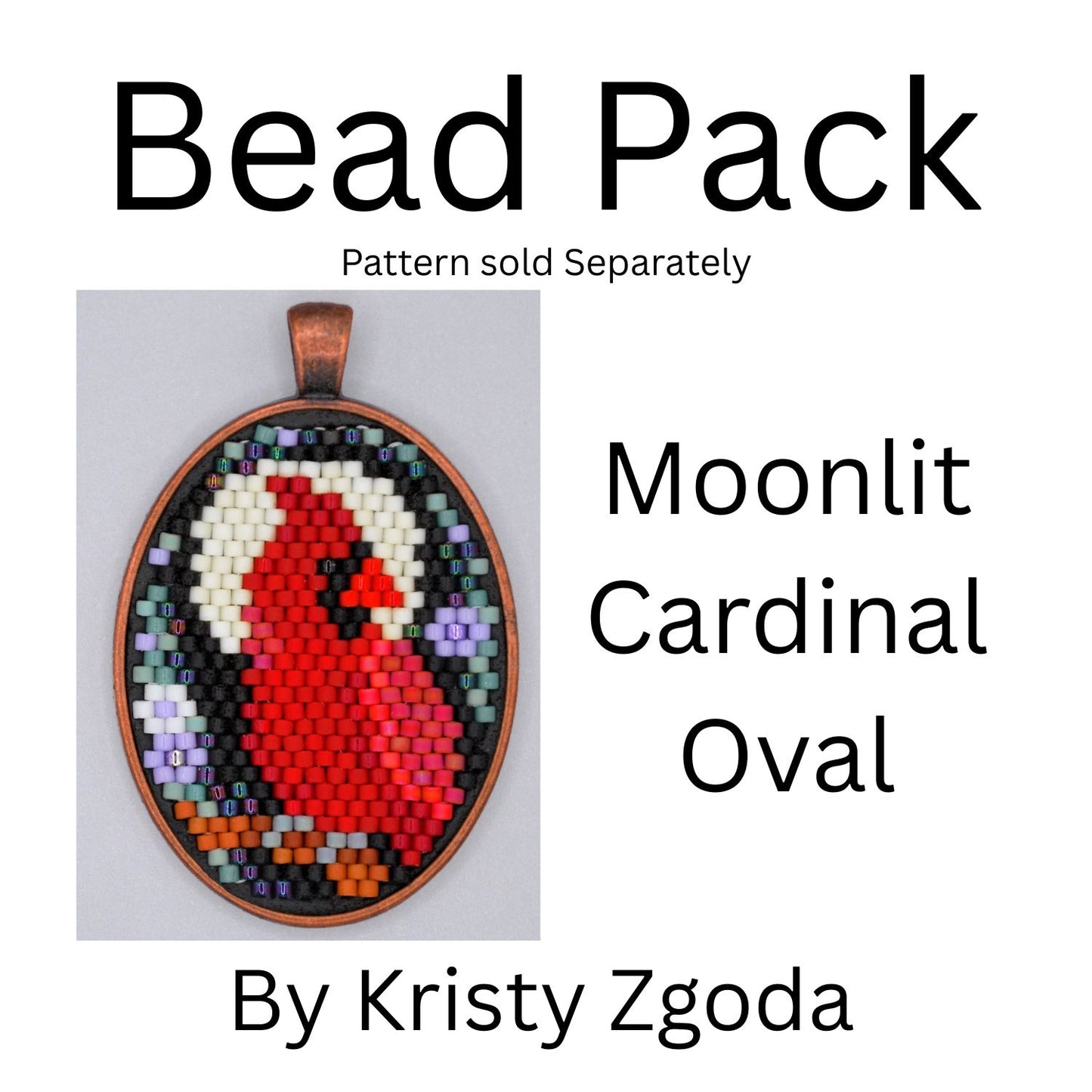Moonlit Cardinal Oval Bead Pack