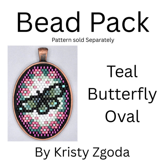 Teal Butterfly Oval Bead Pack