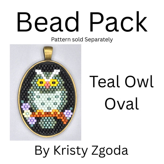 Teal Owl Oval Bead Pack
