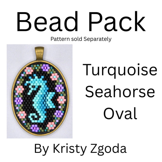Turquoise Seahorse Oval Bead Pack