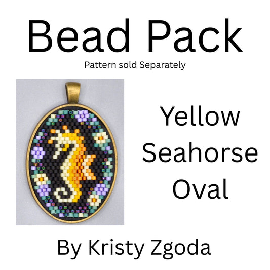 Yellow Seahorse Oval Bead Pack