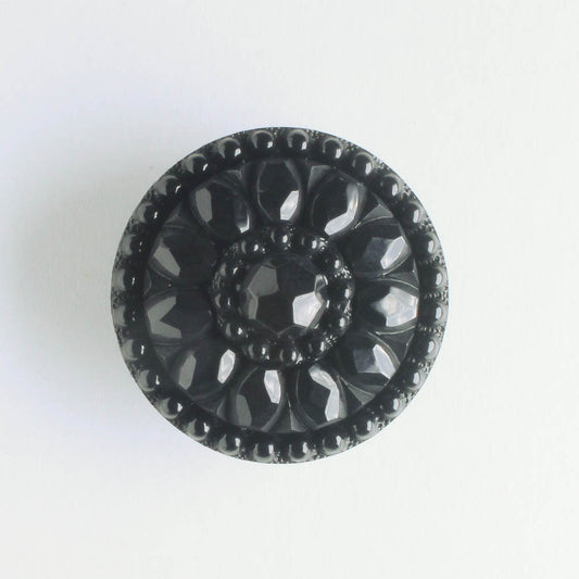 Flower Button - Black Plastic