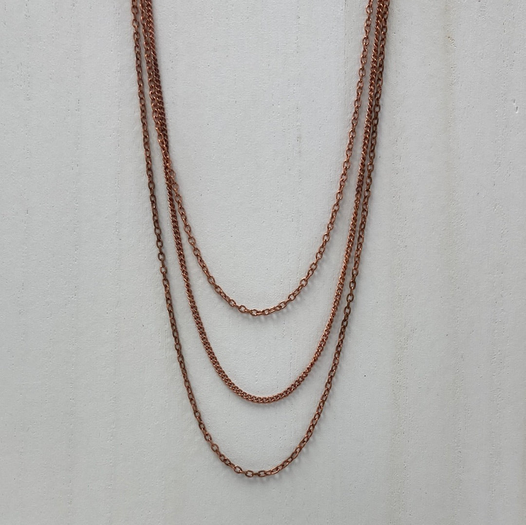 Copper 3 Strand Chain Necklace - 19-22"