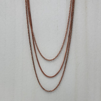 Copper 3 Strand Chain Necklace - 19-22" - qty 10