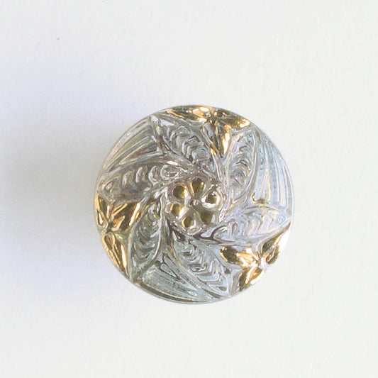 Flower and Leaves Button - Clear Smoke and Bronze