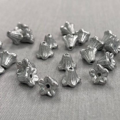 5x6mm Bell Flower - Silver - qty 25