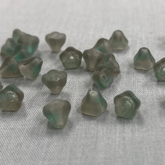 5x6mm Bell Flower - Green/Gray - qty 25