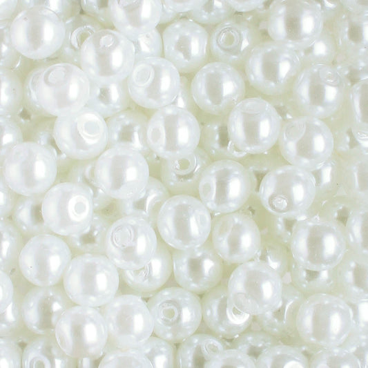 4mm Round Glass Pearl - White