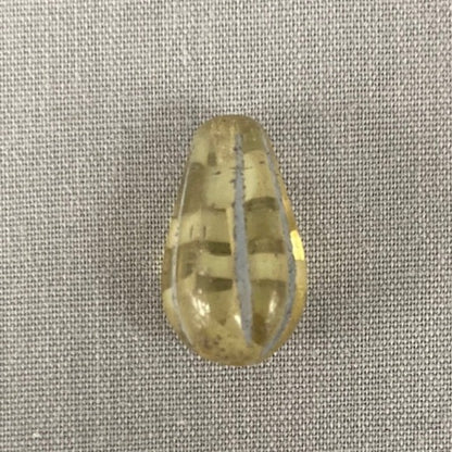 Czech Glass Melon Drop Bead - Yellow and White - each