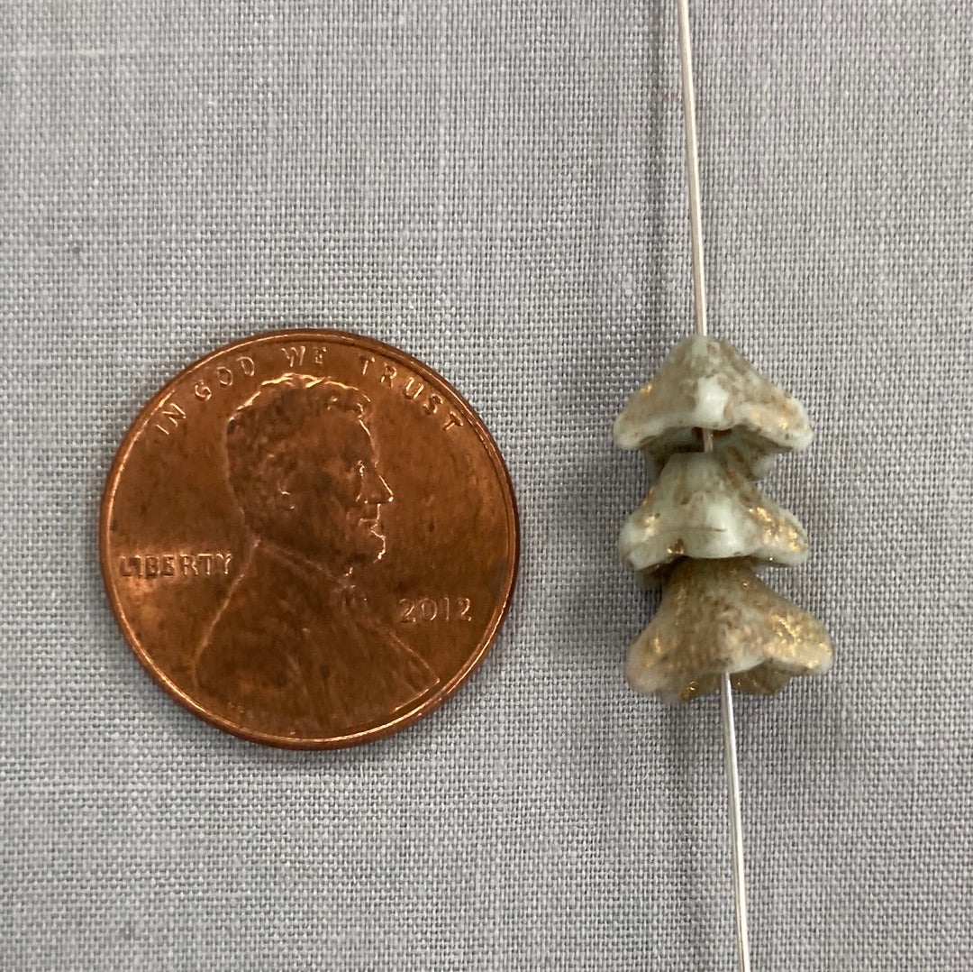 5x8mm Bell Flowers - Gray and gold with an Etched Finish