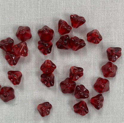5x8mm Bell Flower - Cranberry - qty 25