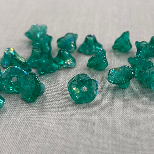 4x6mm Bell Flower - Teal AB - qty 25