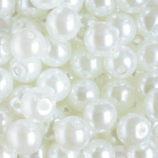6mm Round Glass Pearl - White