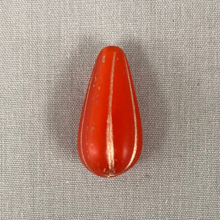 Czech Glass Melon Drop Bead - Ladybug Red with Copper - each