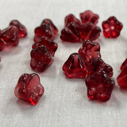 5x8mm Bell Flower - Cranberry - qty 25