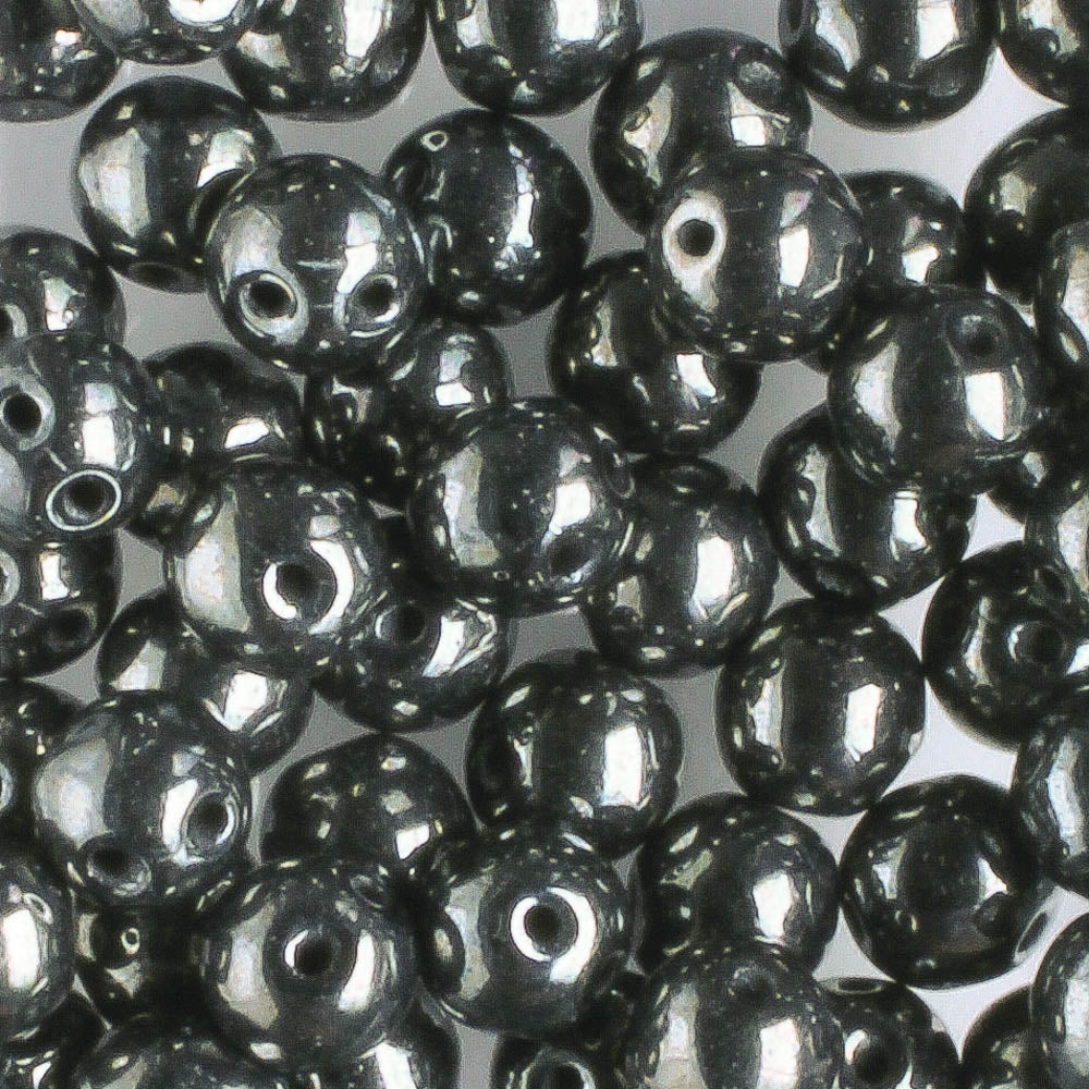 Rounduo Jet Hematite - 50 beads