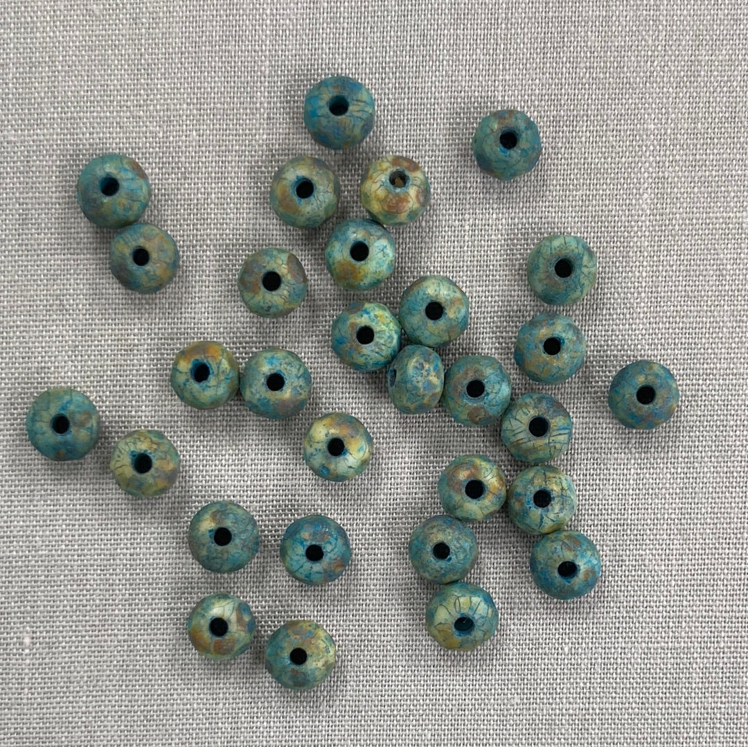 5x3mm Rondelle - Blue/Green Picasso with Etched Finish