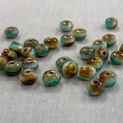 5x3mm Rondelle - Pacific Blue, Amber, and White Picasso