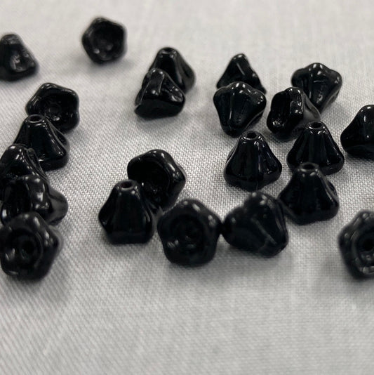 5x6mm Bell Flower - Black - qty 25
