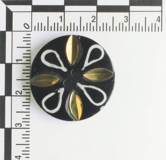 Button - Bone - Gold/Black