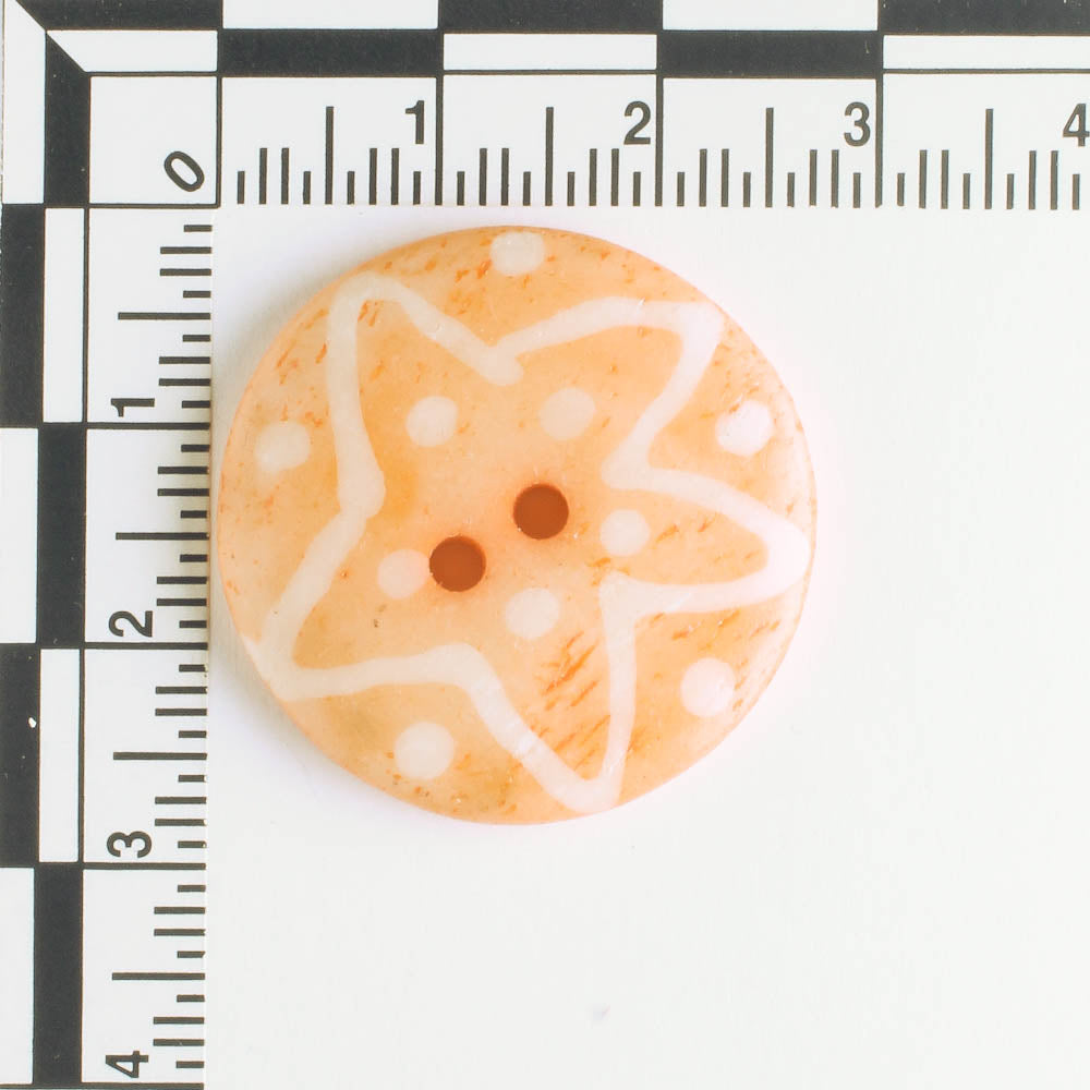 Button - Bone - Orange Star