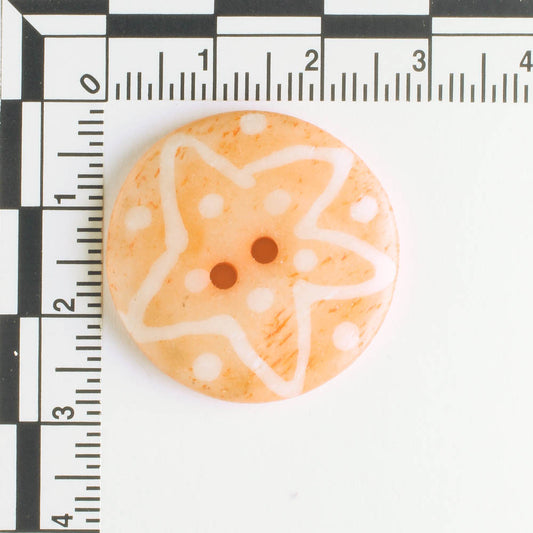 Button - Bone - Orange Star
