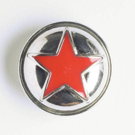 Button Silver with Red Star