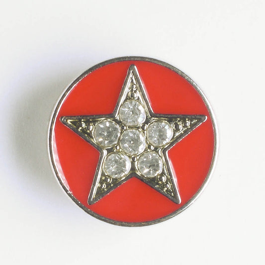 Button Red with Silver Star