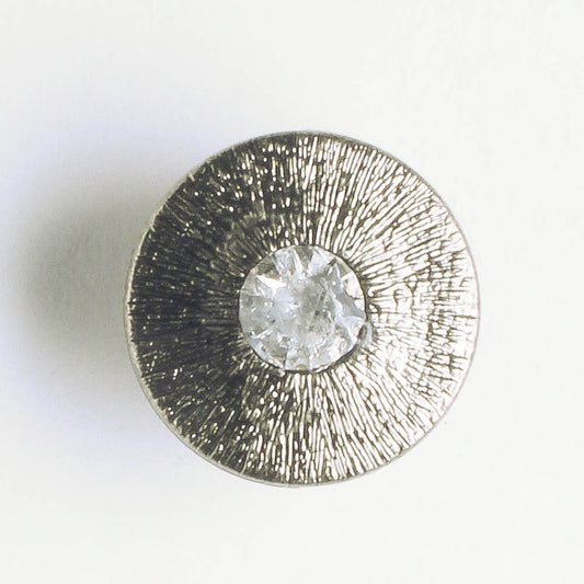 Button Silver Rhinestone