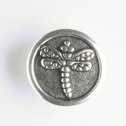 Dragonfly Button - Antique Silver