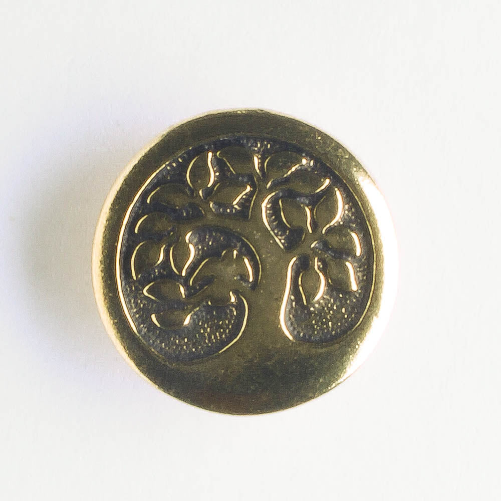 Bird in Tree Button - Antique Gold
