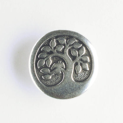 Bird in Tree Button - Antique Silver