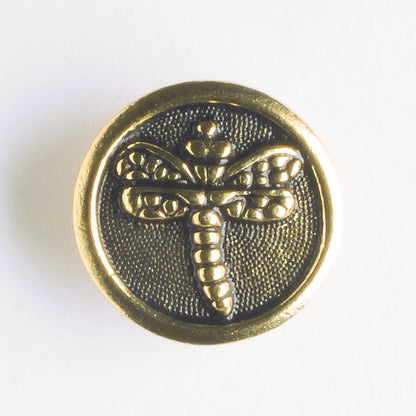 Dragonfly Button - Antique Gold