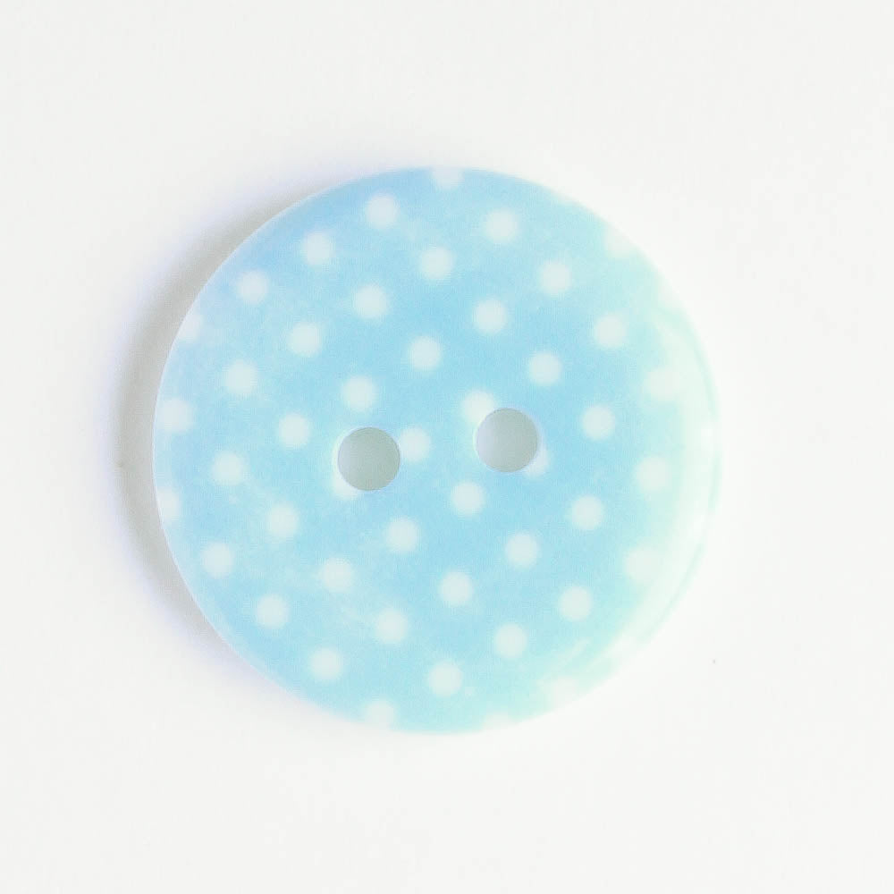 Button - Blue Dots - Plastic