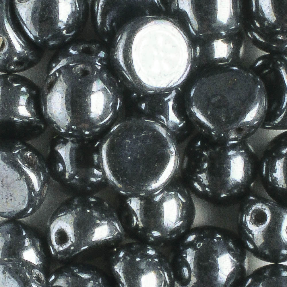 2 Hole Cabochon Hematite - 10 grams