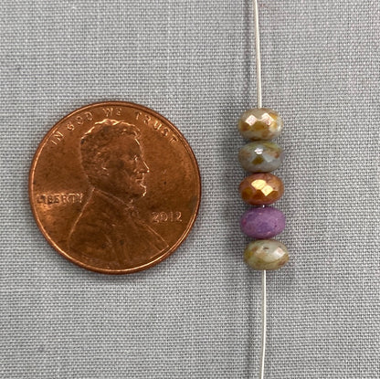 5x3mm Rondelle - Grape, Apricot, Stone, and Sage Picasso