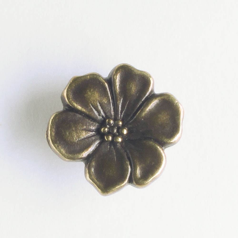Apple Blossom Button - Brass Oxide