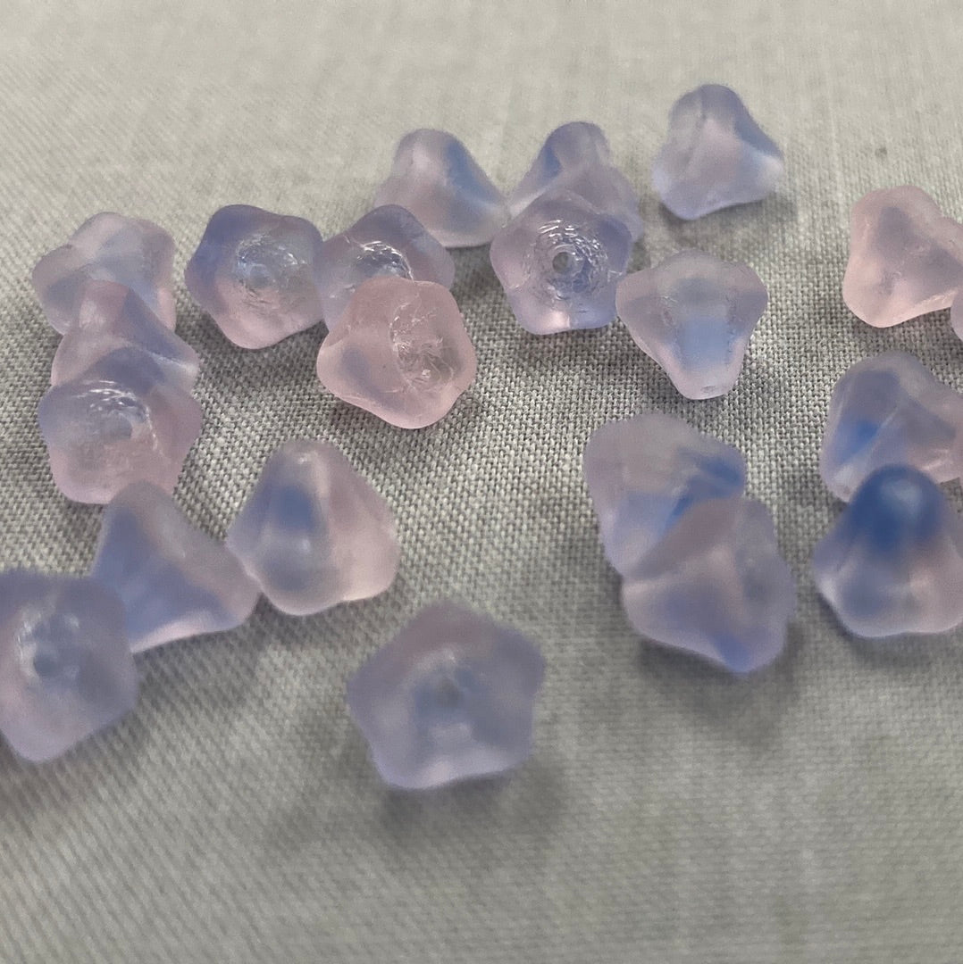 5x6mm Bell Flower - Pink/Blue - qty 25