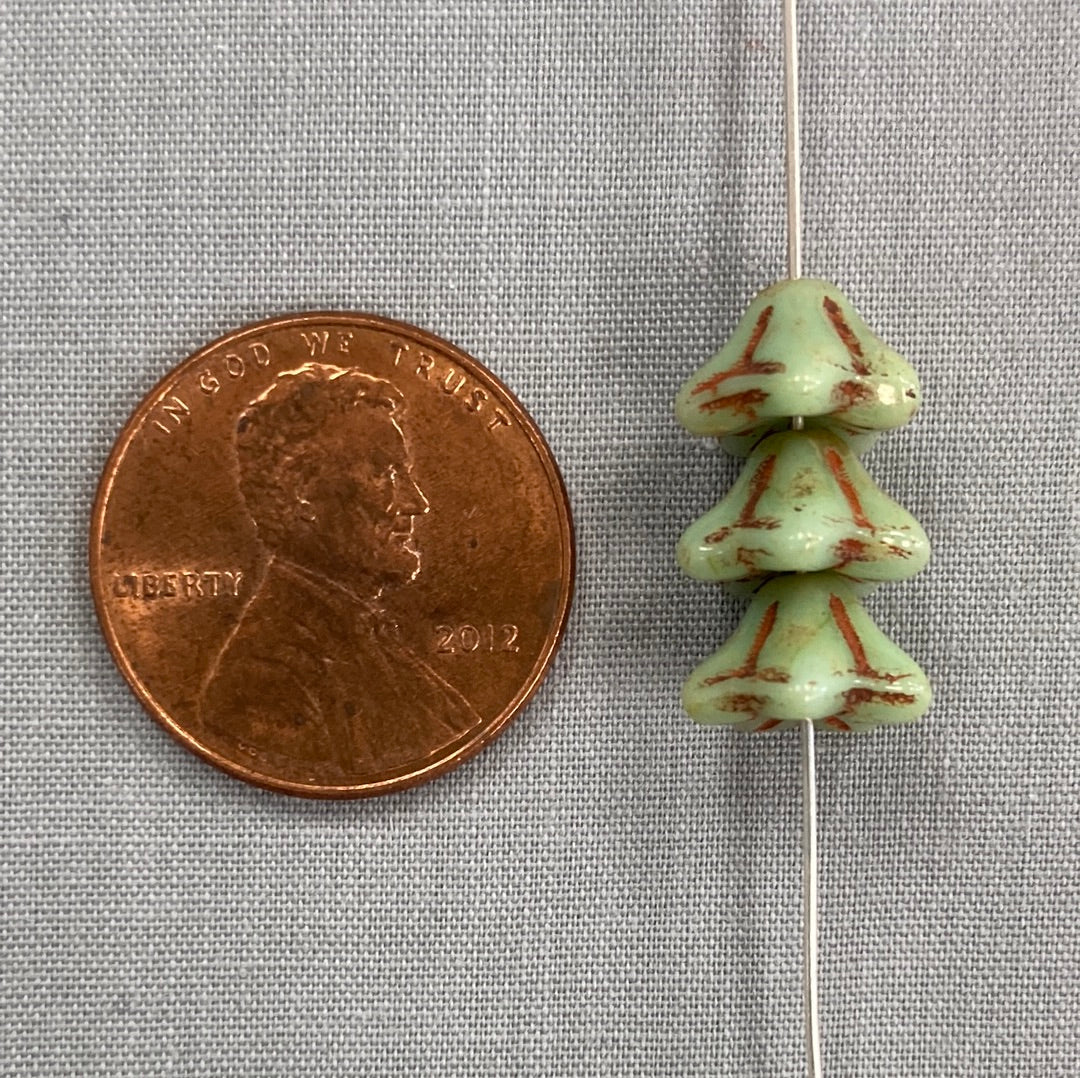 5x8mm Bell Flowers - Sage Picasso - qty 25