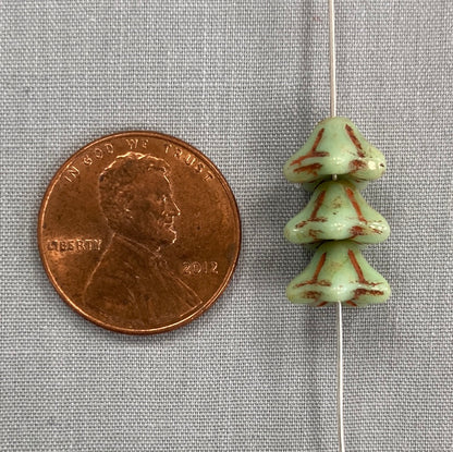 5x8mm Bell Flowers - Sage Picasso - qty 25