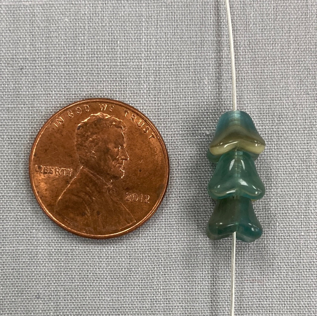 5x8mm Bell Flower - Green and Brown - qty 25