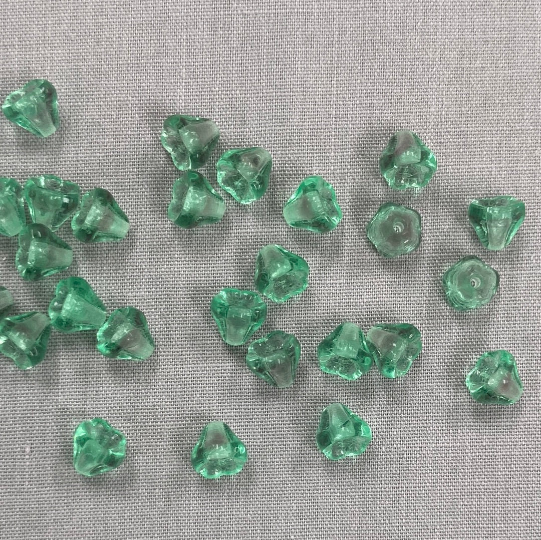 5x6mm Bell Flower - Aqua/Gray - qty 25